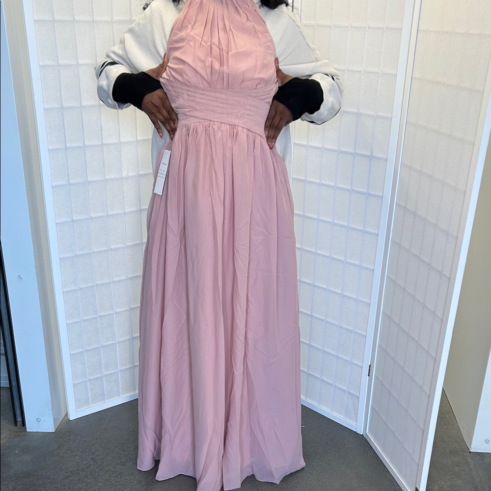 Elegant Pink Halter Maxi Bridal Dress